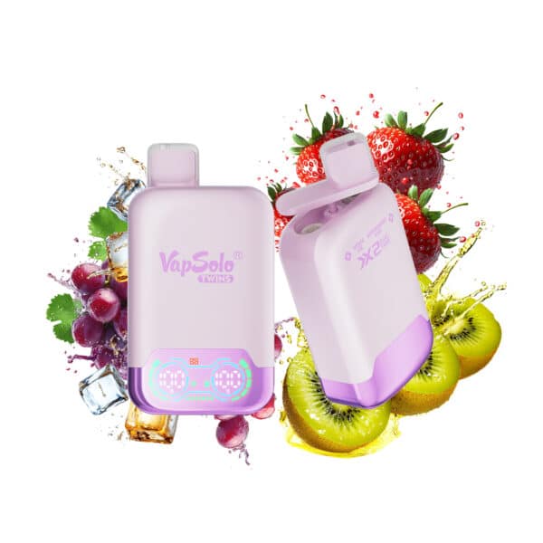 Grape Ice & Strawberry Kiwi Vapsolo Twins 20000 Puffs 20k Twee verschillende smaken Vapes