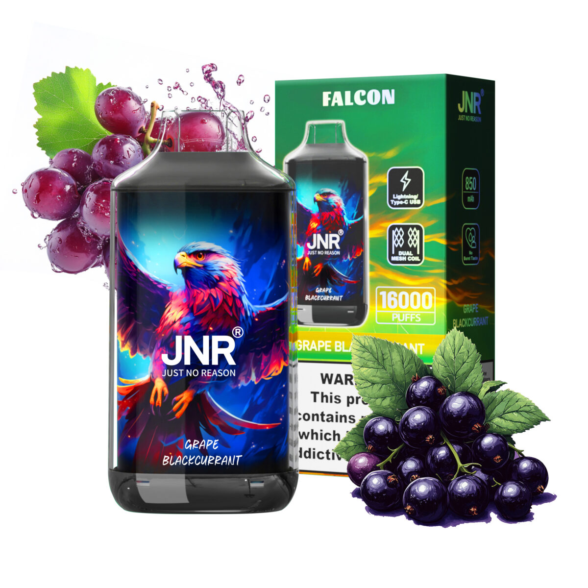 Grape blackcurrant puff jnr falcon 16k 16000 puffs