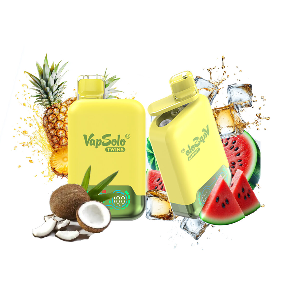 Pineapple Coconut & Watermelon Ice Vapsolo Twins 20000 Puffs 20k Two Different Flavors Vapes