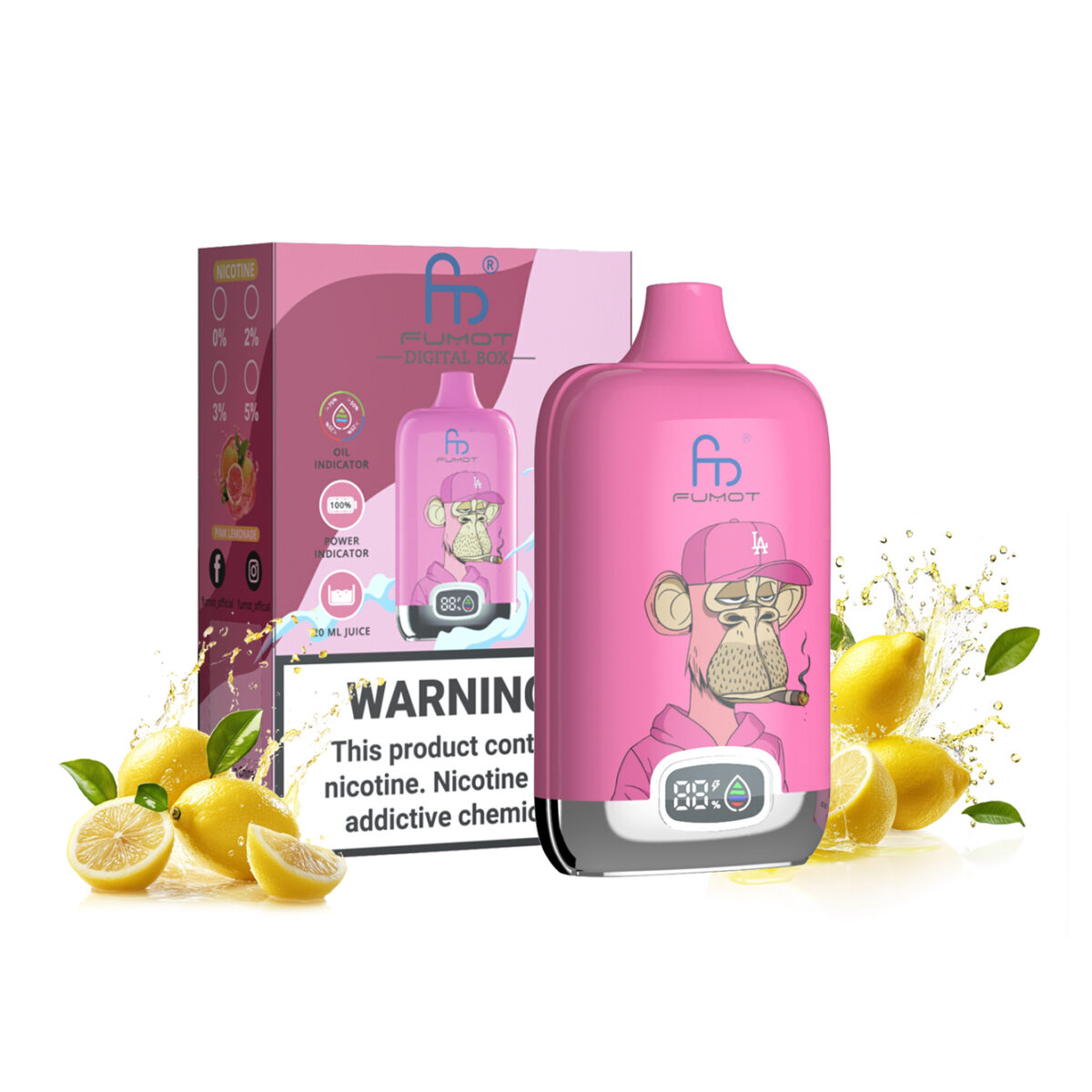 Pink Lemonade randm tornado Digital Box 12000 puffs