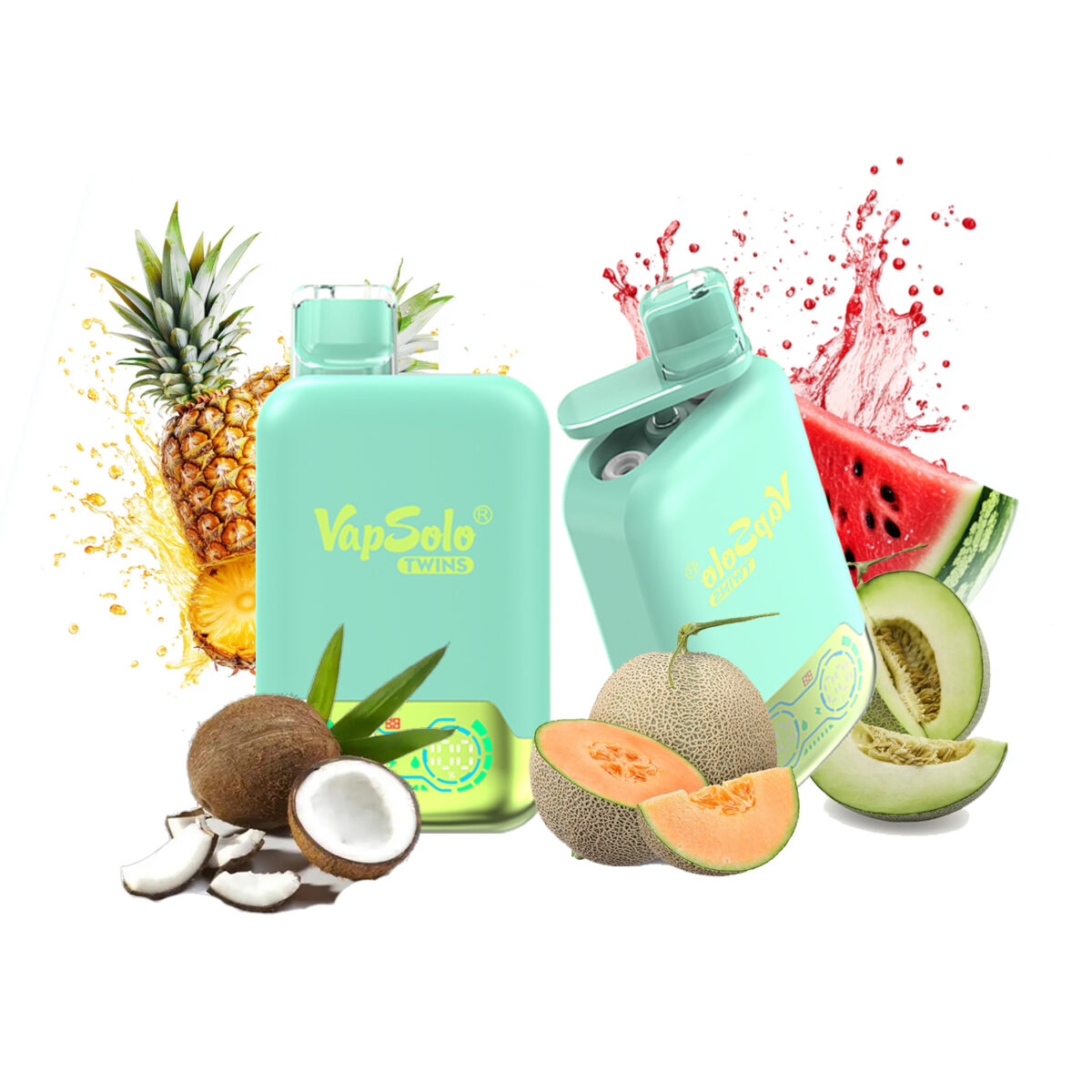 Triplo melone e ananas cocco Vapsolo Twins 20000 soffi 20k due gusti diversi Vapes