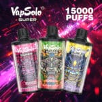 Vapsolo Super 15000 puffs puff 15k Χονδρική τιμή Ρυθμιζόμενη ροή αέρα Vape Disposables Επαναφορτιζόμενη μεγάλη πίπα