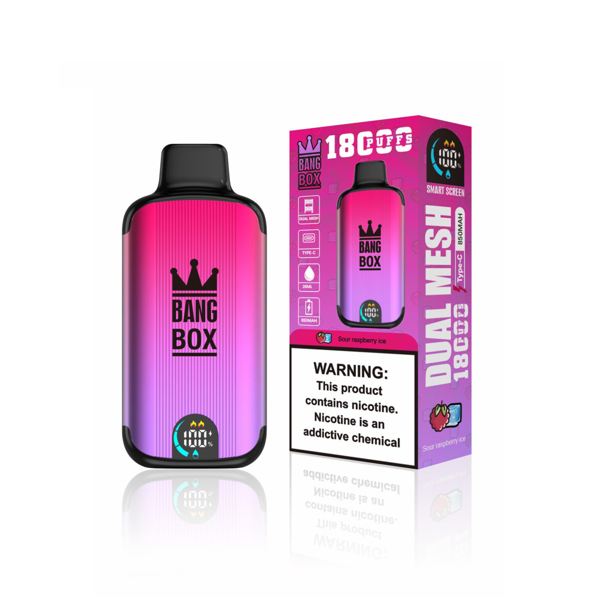 Bang Box 18000 Puffs Vapes Ghiaccio al lampone acido