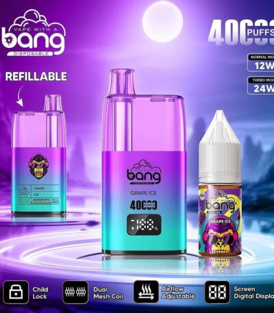 Stars Vape Bang 40000 Puffs uudelleentäytettävä Grape Ice