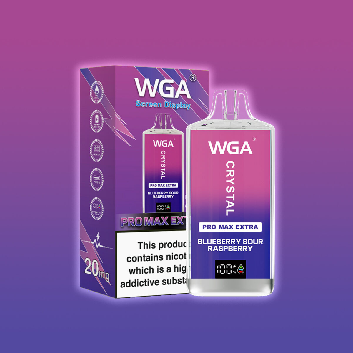 WGA CRYSTAL PRO MAX EXTRA 15000 PUFF Blueberry Sour Raspberry