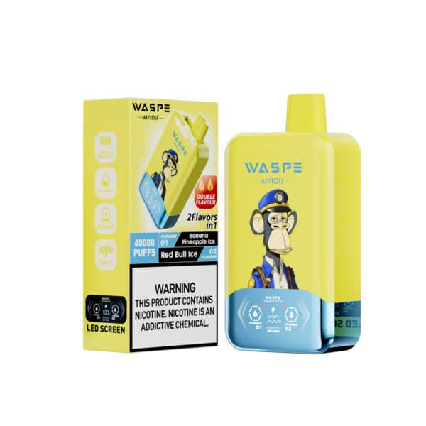 WASPE AIVIOU 40000 Puffs Double Flavor Banaani Ananas jää & Red Bull Ice
