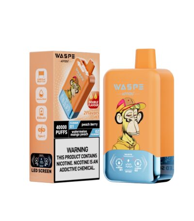 WASPE AIVIOU 40000 Puffs Dubbel smak Persika Bär &Vattenmelon Mango Persika