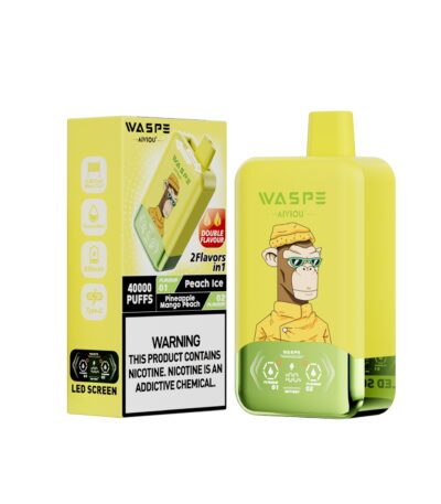 WASPE AIVIOU 40000 Puffs Double Flavor Peach lce & Pineapple Mango Peach