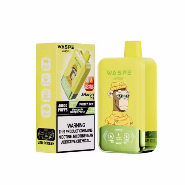 WASPE AIVIOU 40000 Puffs Double Flavor Peach lce & Pineapple Mango Peach