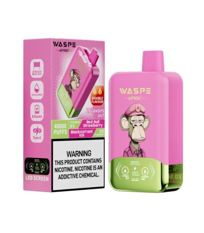WASPE AIVIOU 40000 Puffs Double Flavor Red Bull Φράουλα & Φραγκοστάφυλο Ice