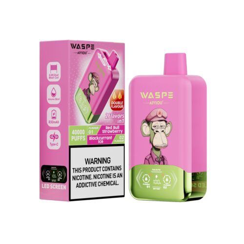 WASPE AIVIOU 40000 Puffs Double Flavor Red Bull Aardbei & Zwarte Bes ijs