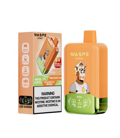 WASPE AIVIOU 40000 Puffs Διπλή γεύση Red Bull Ice & StrawberryMango