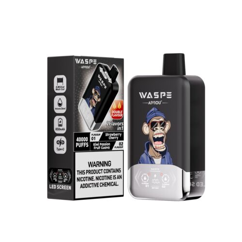WASPE AIVIOU 40000 Puffs Double Flavor Mansikka Kirsikka & Kiwi Passionhedelmä