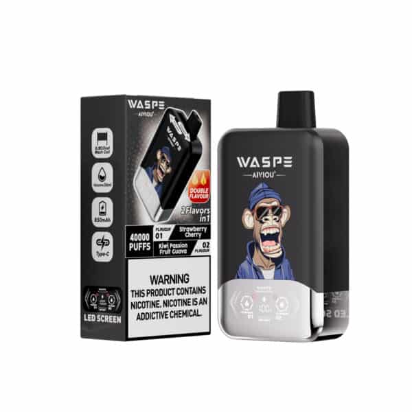 WASPE AIVIOU 40000 Puffs Double Flavor Mansikka Kirsikka & Kiwi Passionhedelmä