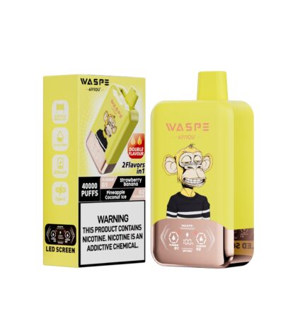 WASPE AIVIOU 40000 Puffs διπλής γεύσης ΦράουλαΜπανάνα & Ανανά Καρύδα lce