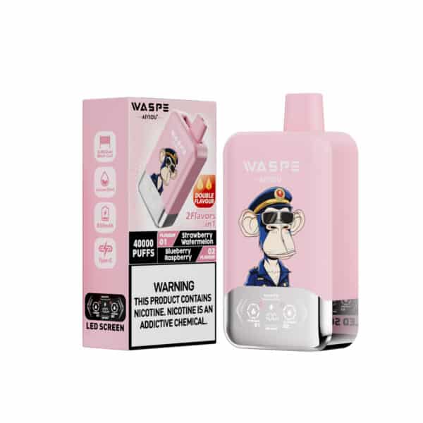 WASPE AIVIOU 40000 Puffs Double Flavor StrawberyWatermelon & Blueberry Raspberr