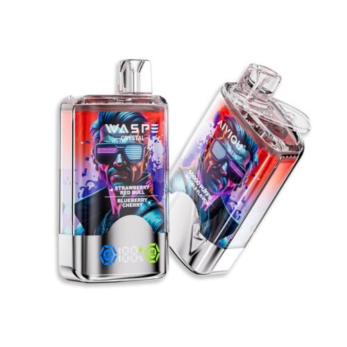 Waspe Crystal 40000 puff double flavors Strawberry Red Bull & Blueberry cherry