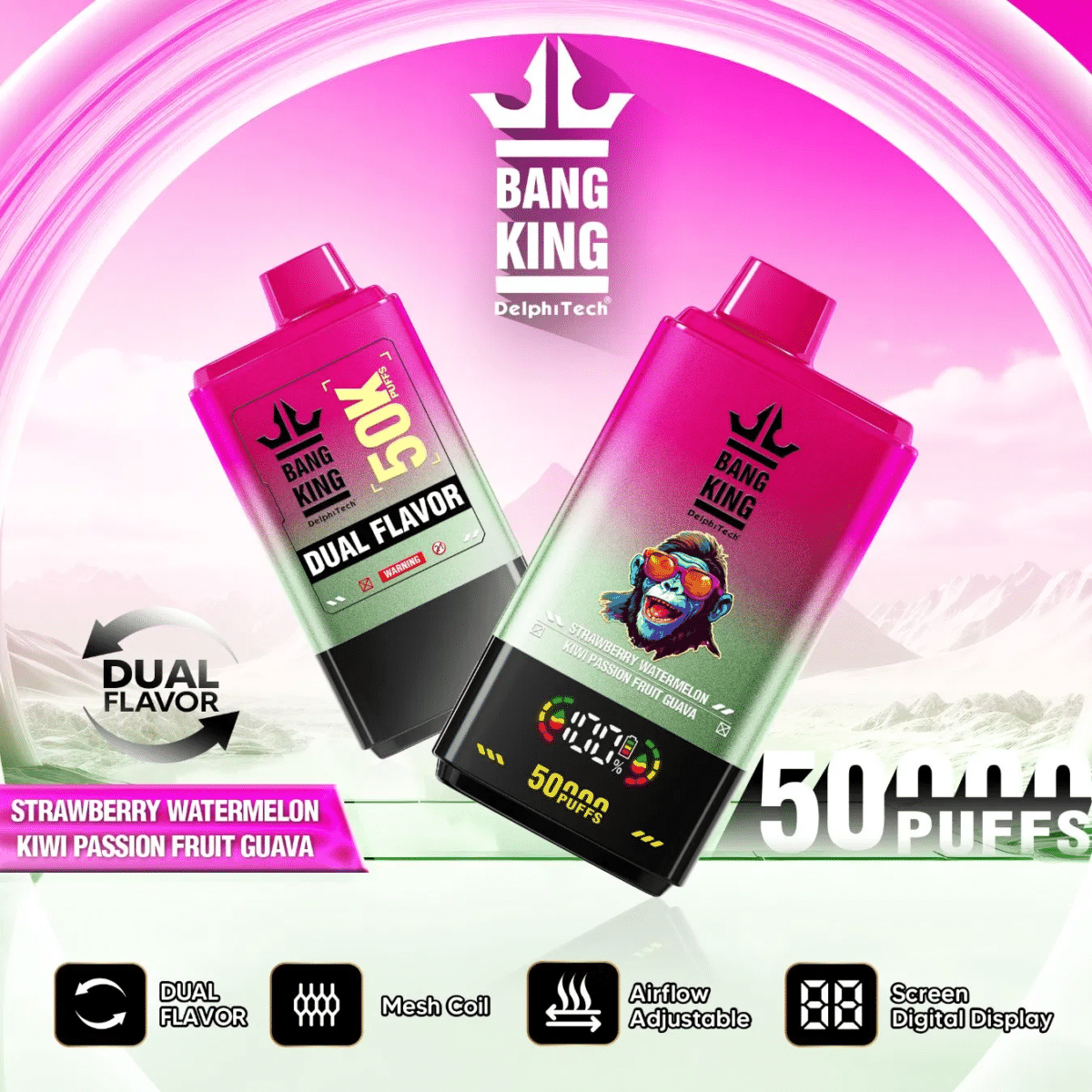 Bangking 50000 Puff fragola anguria&kiwi frutto della passione guava