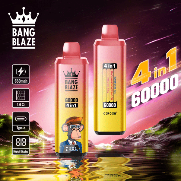 bang blaze 60000 puffs blueberry icepeach mango watermelonpassion kissmelon apple