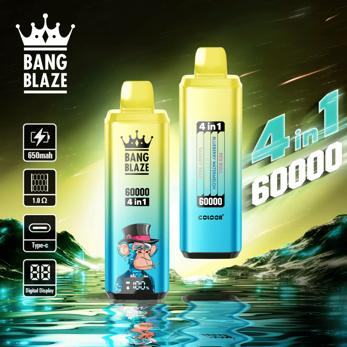 bang blaze 60000 bignè red bullblueberry watermelonsour apple raspberrygumny bear