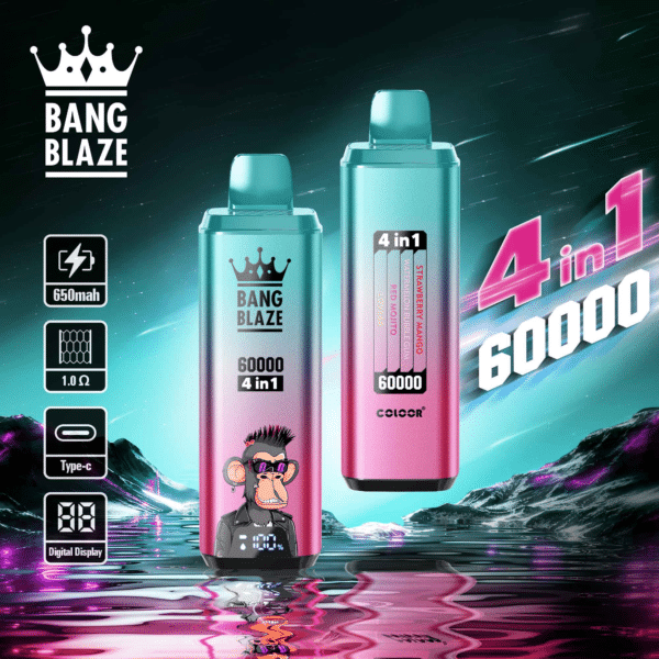 bang blaze 60000 puffs strawberry mangowatermelon bubble gumred mojitolove66