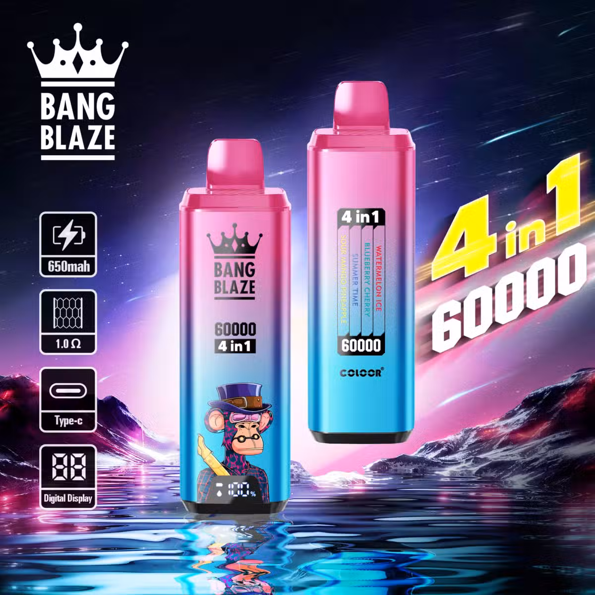 bang blaze 60000 puffs watermelon iceblueberry cherrysummer timesour mango pineapple
