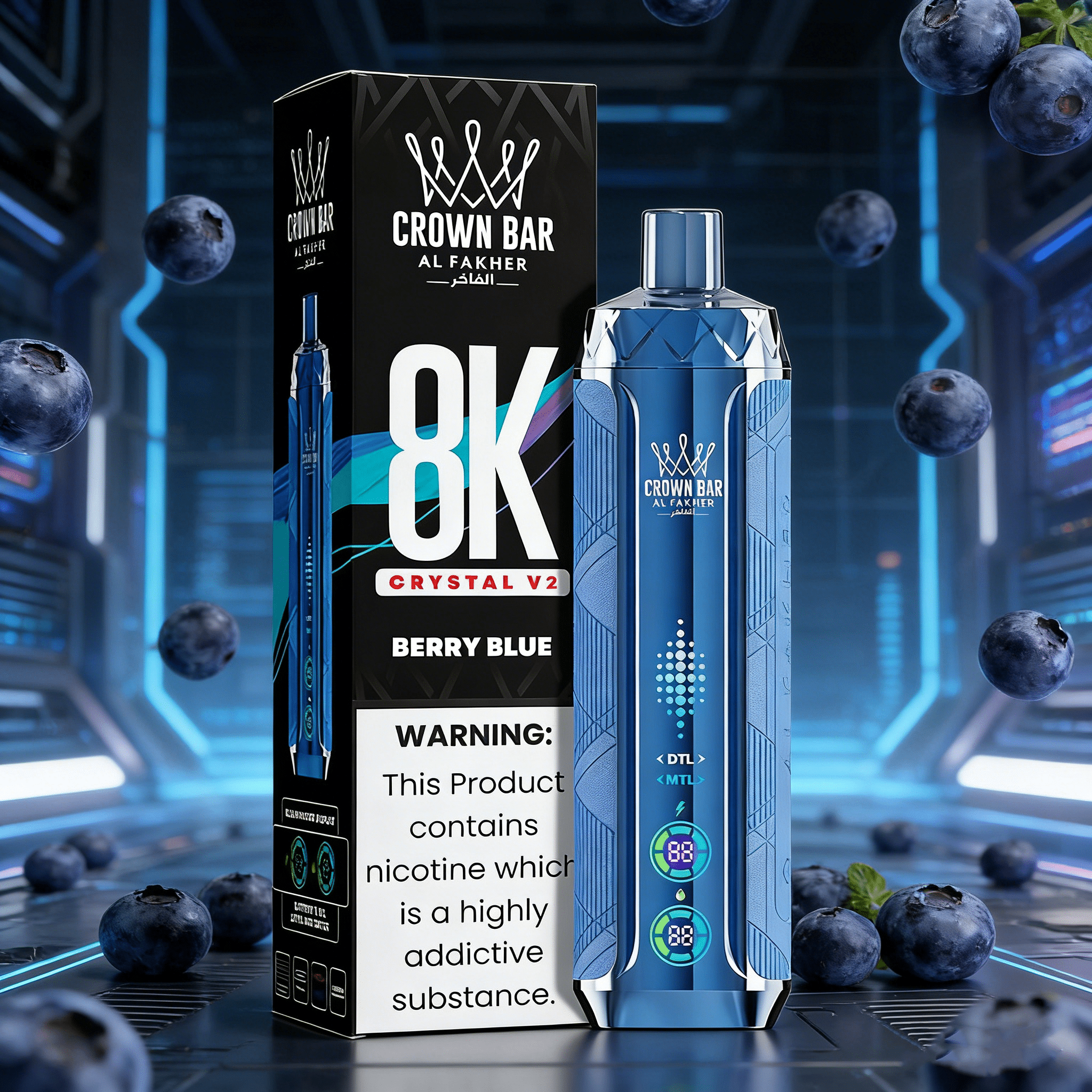 Berry Blue AL Fakher Crystal 8000 Puffs V2 AL Fakher Vape Wholesale Supplier In Europe