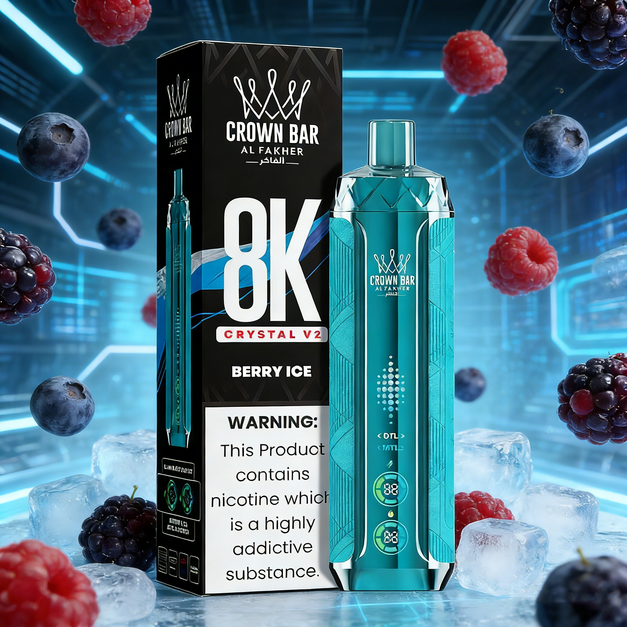 Berry Ice AL Fakher Crystal 8000 Puffs V2 Bulk Buy Vape Price