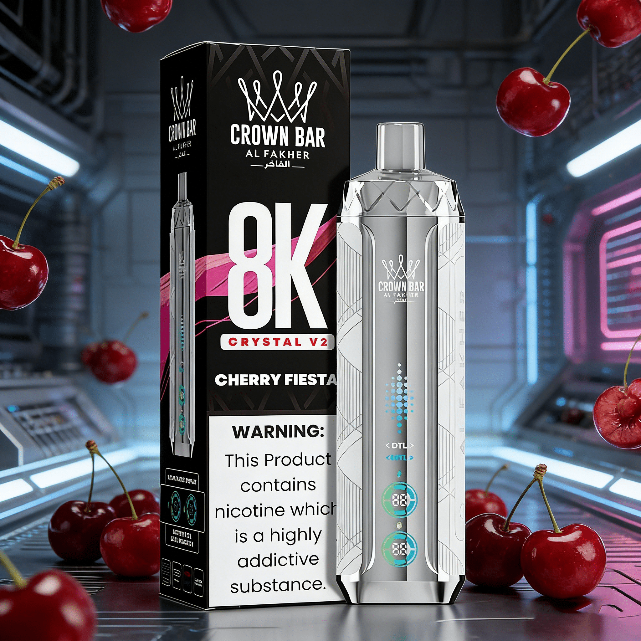 Cherry Fiesta AL Fakher Crystal 8000 Puffs V2 MTL DTL Vaping Airflow Adjustable