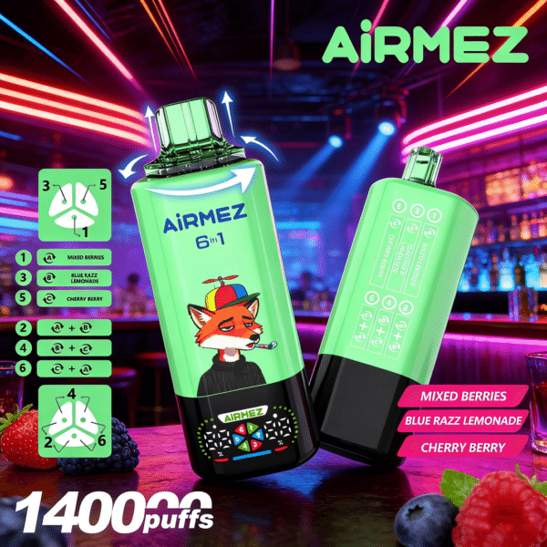 Airemez Fox 140k Μίξη Μούρων Μπλε Ραζ Λεμονάδα Κεράσι Μούρο