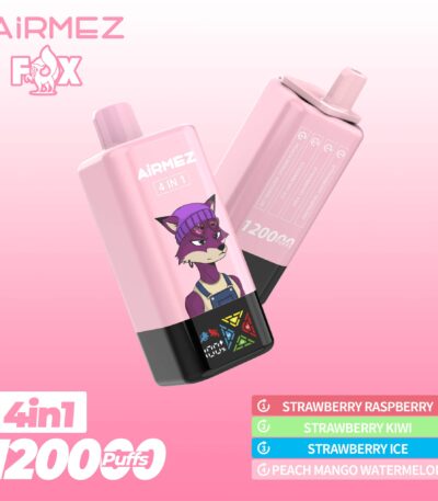 Airmez FOX 120K Jordbær HindbærJordbær KiwiJordbær IsAbrikos Mango Vandmelon