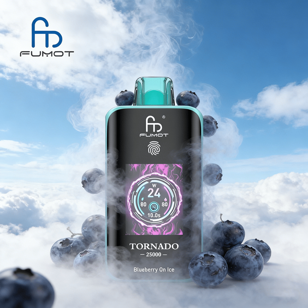 Blueberry On Ice RandM Tornado 25000 Puffs Adjustable Airflow Big Screen with Oil and Battery Indicator