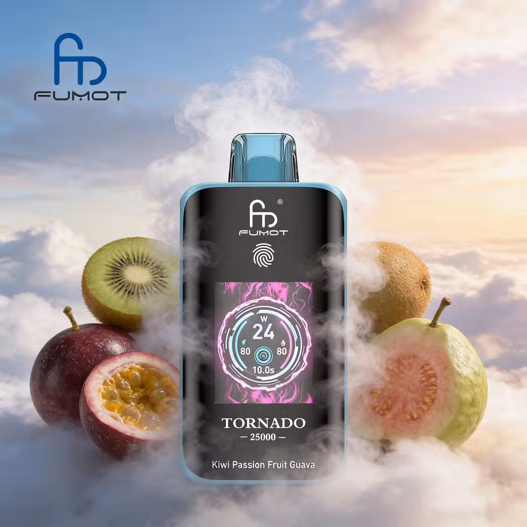 Kiwi Passion Fruit Guava RandM Tornado 25000 Puffs Smart 1.77-inch TFT Screen with Game Mode Vapes