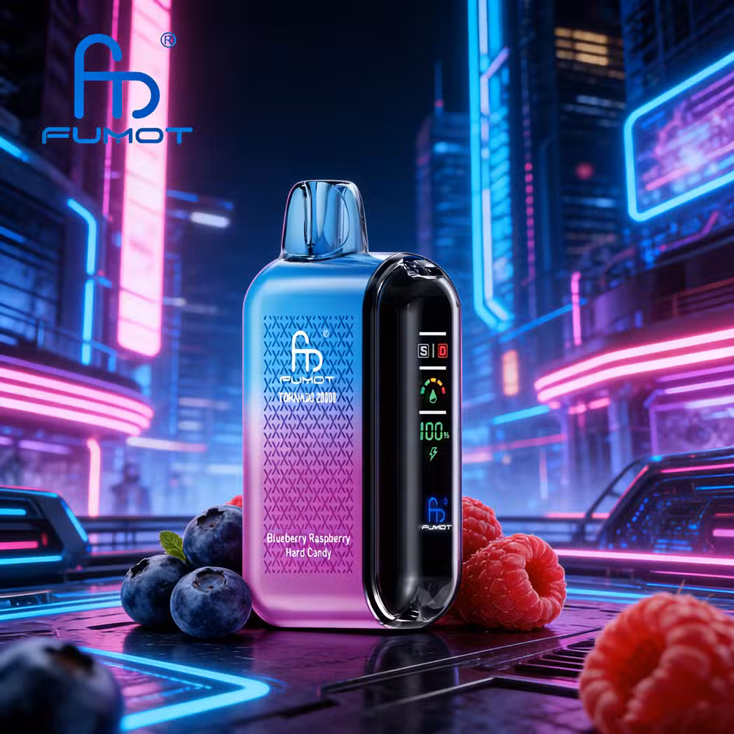 Blueberry Raspberry Hard Candy RandM Tornado 20000 Puffs with Smart Display Show E-liquid Level and Battery Status