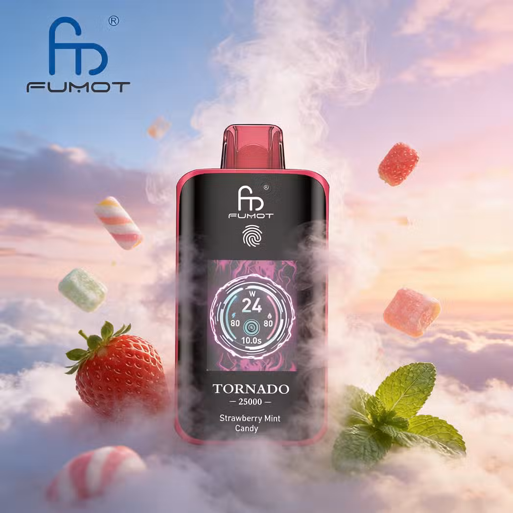 Strawberry Mint Candy RandM Tornado 25000 Puffs 2% 5% Nicotine Options Lower Nicotine Vape