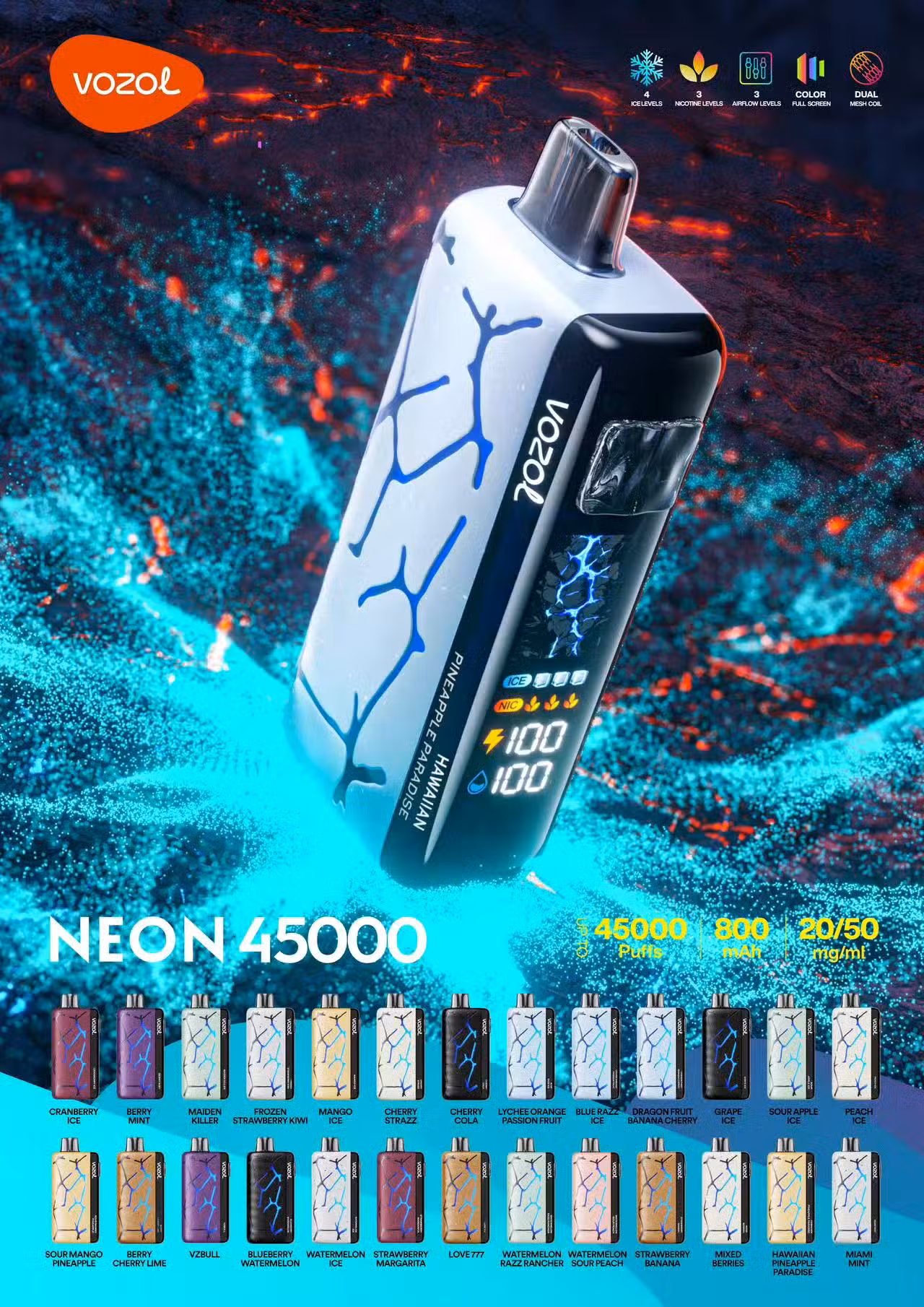 VOZOL NEON 45K Puffs Banner