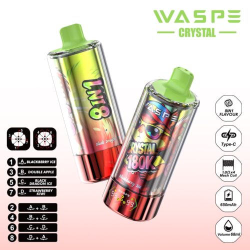 Waspe 180K Blackberry Ice & Dubbel Äpple & Black Dragon Ice & Jordgubb Kiwi