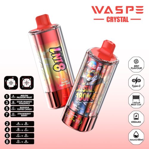 Waspe 180K Melón Fruta de la Pasión & Mango Ácido Piña & Caramelo de Plátano Toffee & Fresa Berry