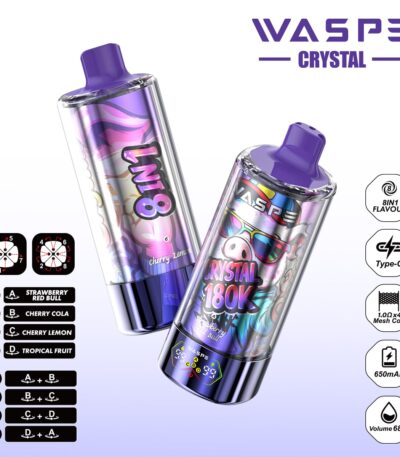 Waspe 180K Φράουλα Red Bull & Κερασάκι Κόλα & Κερασάκι Λεμόνι & Τροπικός Καρπός