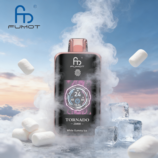 White Gummy Ice RandM Tornado 25000 Puffs