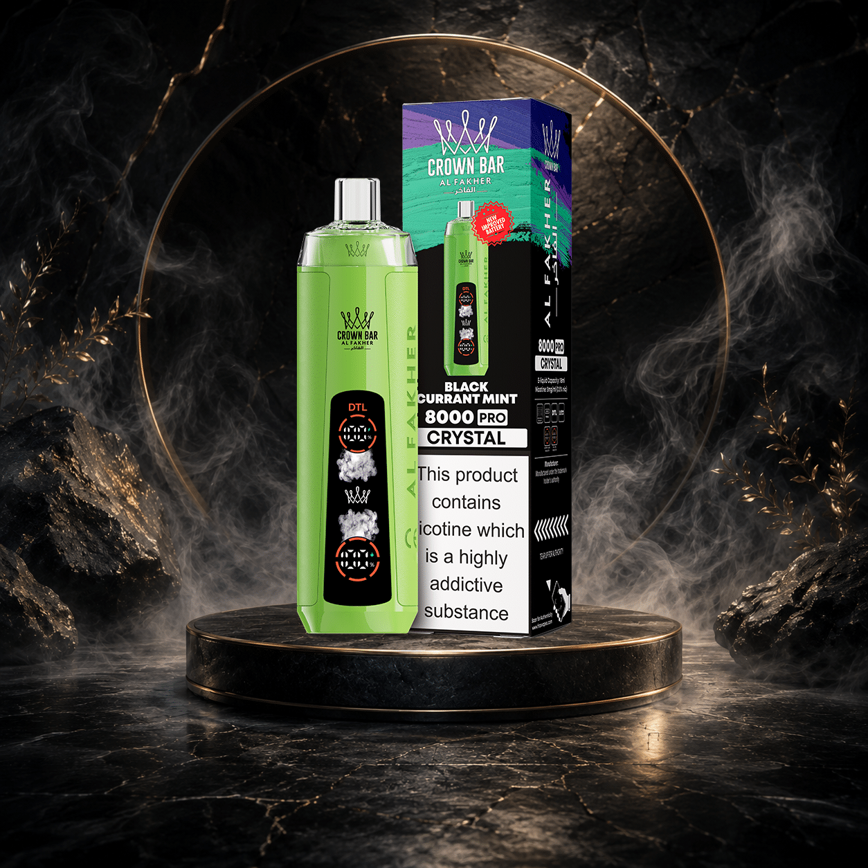 AL Fakher Crystal 8000 Puffs-BLACKCURRANT MINT AL Fakher Crystal 8000 Puffs-BLACKCURRANT MINT