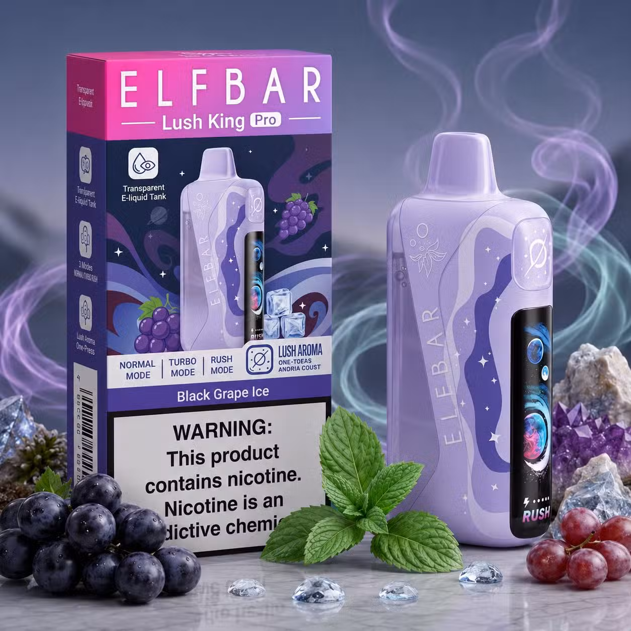 ELF BAR Lush King Pro 40000 Puffs Black Grape Ice ELF BAR Lush King Pro 40000 Puffs Black Grape Ice
