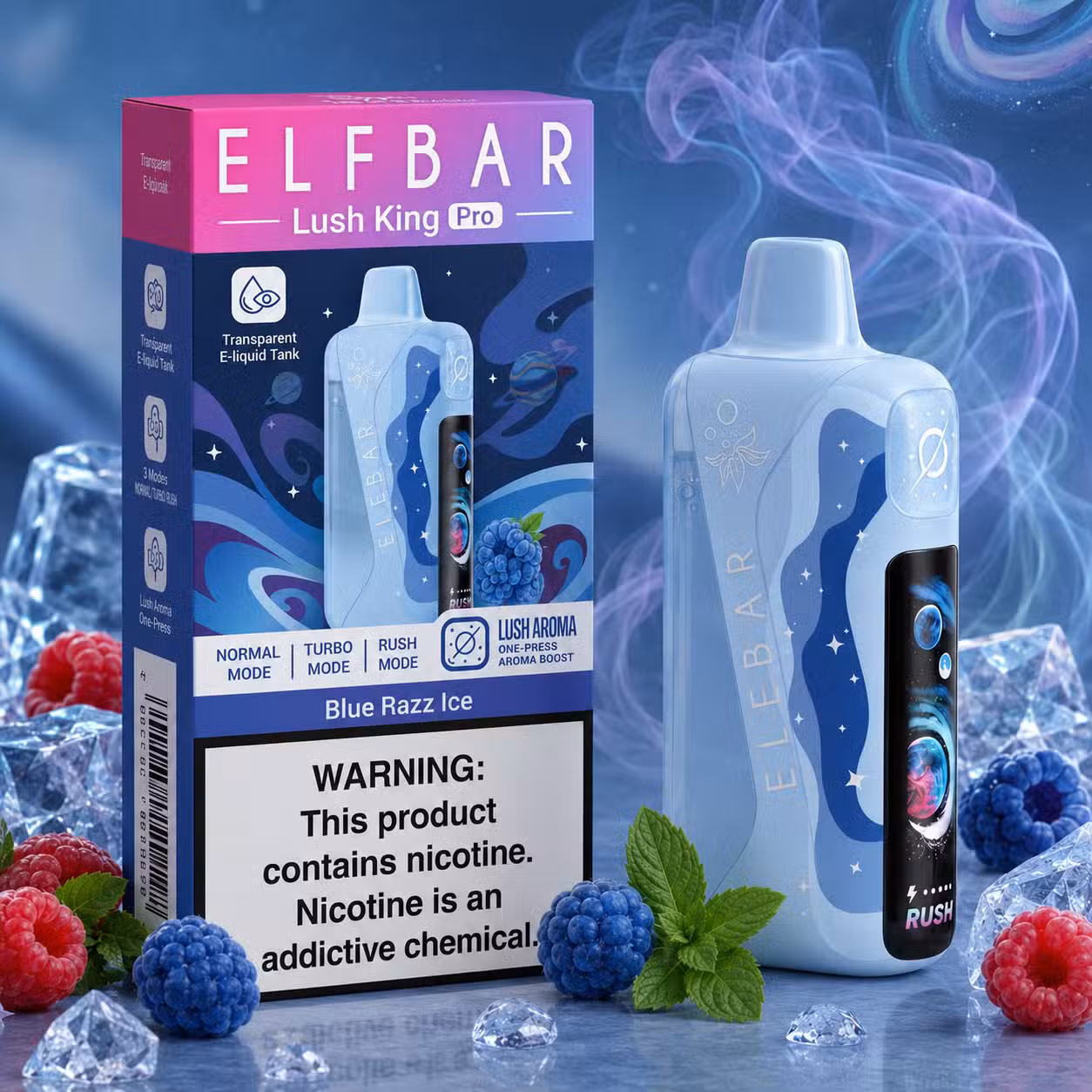 ELF BAR Lush King Pro 40000 Puffs Blue Razz Ice ELF BAR Lush King Pro 40000 Puffs Blue Razz Ice