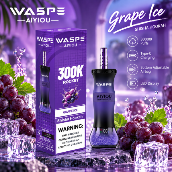 Waspe Shisha Hookah 300K Puffs-Grape Ice