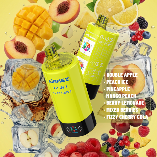 DOUBLE APPLE、PEACH ICE、BERRY LEMONADE、PINEAPPLE MANGO PEACH、MIXED BERRIES、FIZZY CHERRY COLA
