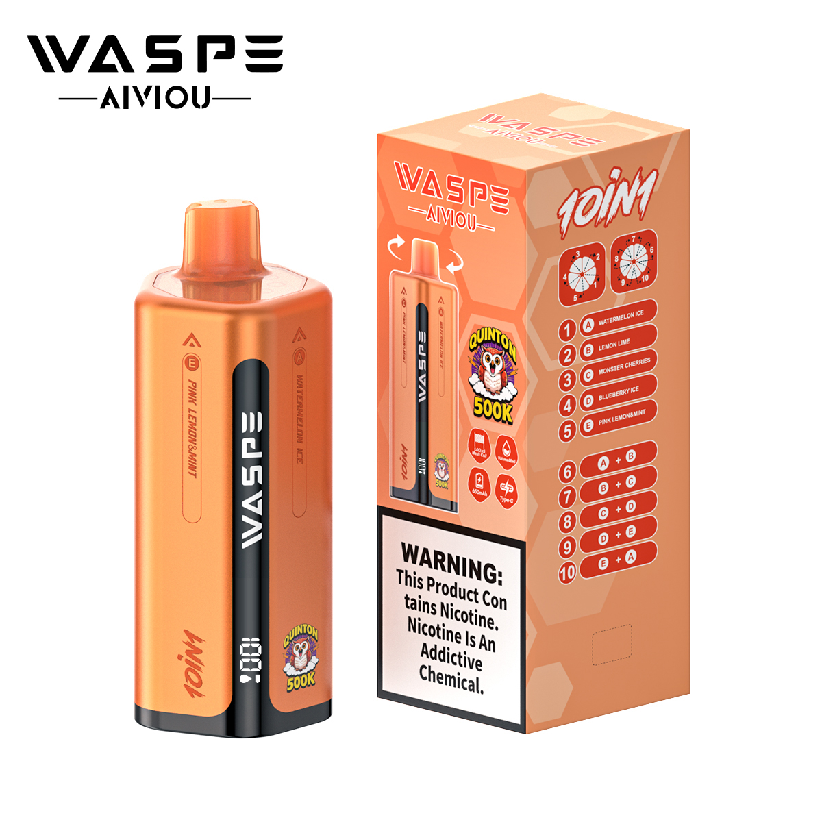 Waspe 10in1 Quinton 500K Puffs-B Waspe 10in1 Quinton 500K Puffs-B